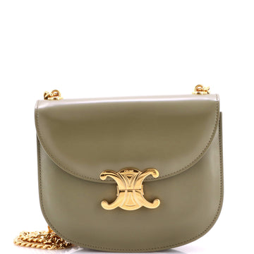 Celine Triomphe Besace Clea Chain Flap Bag Leather
