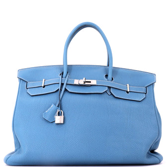 Hermes Birkin Handbag Blue Togo with Palladium Hardware 40