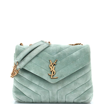 Saint Laurent Loulou Shoulder Bag Matelasse Chevron Suede Small