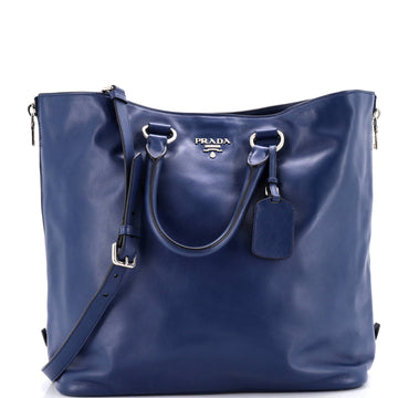 Prada Side Zip Convertible Shopper Tote Soft Calf Large