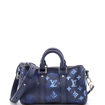 Louis Vuitton Keepall Bandouliere Bag Limited Edition Monogram Ink Watercolor Leather XS