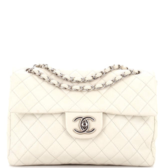 Chanel Vintage Square Classic Single Flap Bag Quilted Caviar Jumbo