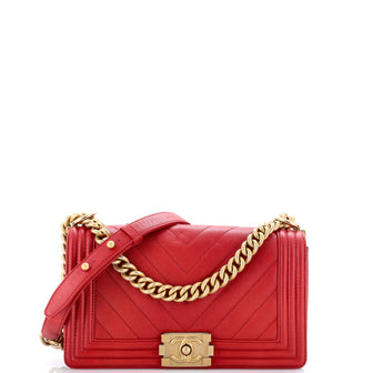 Chanel Boy Flap Bag Chevron Caviar Old Medium