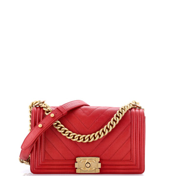 Chanel Boy Flap Bag Chevron Caviar Old Medium