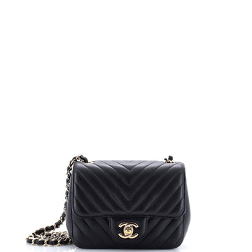 Chanel Square Classic Single Flap Bag Chevron Lambskin Mini