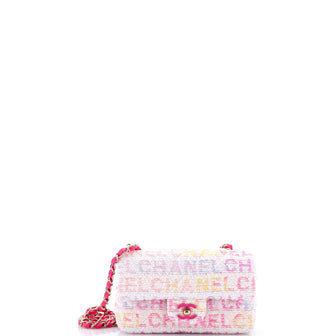 Chanel Classic Single Flap Bag Quilted Logo Tweed Mini