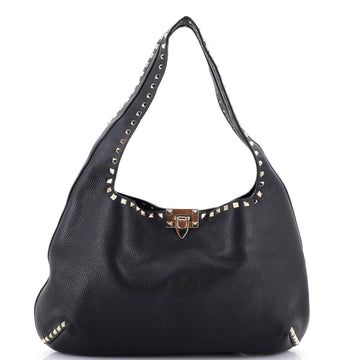 Valentino Garavani Rockstud Flip Lock Hobo Leather Large