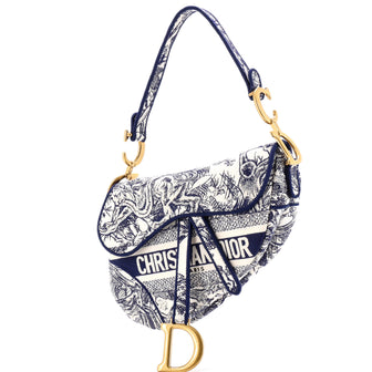 Christian Dior Saddle Bag Logo Embroidered Canvas Medium