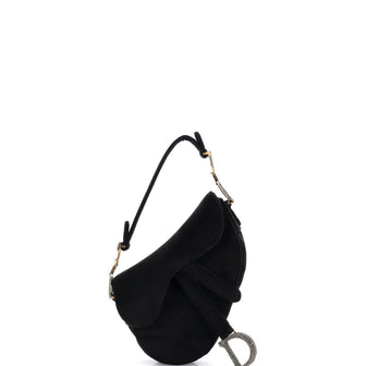 Christian Dior Saddle Handbag Velvet with Crystals Mini
