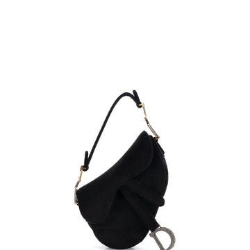 Christian Dior Saddle Handbag Velvet with Crystals Mini