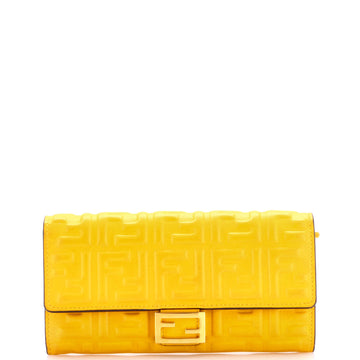Fendi Baguette Continental Wallet Zucca Embossed Leather