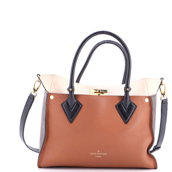 Louis Vuitton On My Side Tote Leather with Monogram Canvas MM
