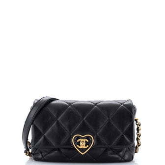 Chanel Coco Love CC Heart Flap Bag Quilted Lambskin Small