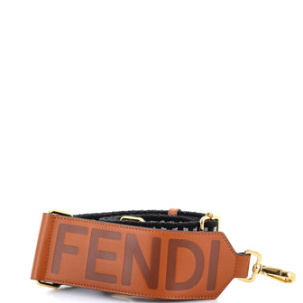 Fendi Logo Strap You Shoulder Strap Check Canvas and Leather