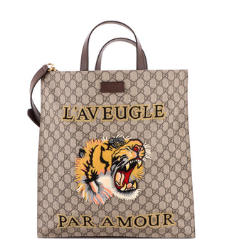 Gucci Convertible Soft Open Tote Printed GG Coated Canvas Tall