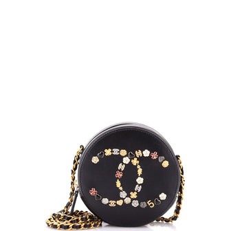 Chanel Lucky Charms Round Clutch With Chain Embellished Lambskin