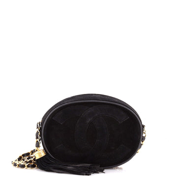 Chanel Vintage Oval CC Tassel Crossbody Bag Suede Mini