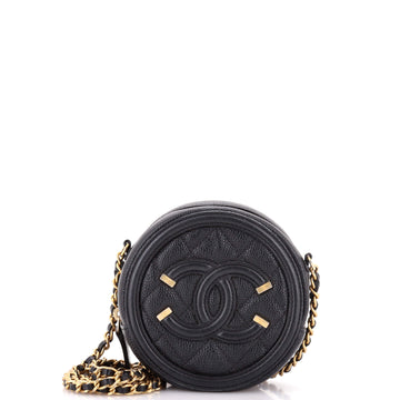 Chanel Filigree Round Clutch with Chain Quilted Caviar Mini