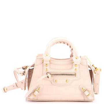 Balenciaga Neo Classic City Bag Crocodile Embossed Leather Nano