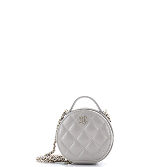 Chanel Handle with Care Round Vanity Case with Chain Quilted Lambskin Small