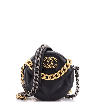 Chanel 19 Round Clutch with Chain Quilted Leather