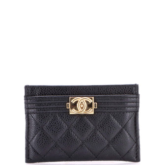 Chanel Boy Card Holder Quilted Caviar