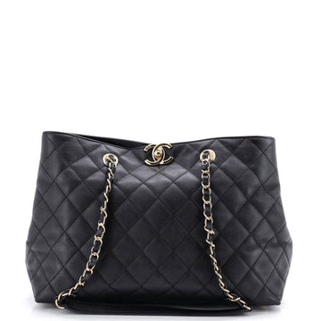 Chanel Classic CC Shopping Tote Quilted Caviar Medium