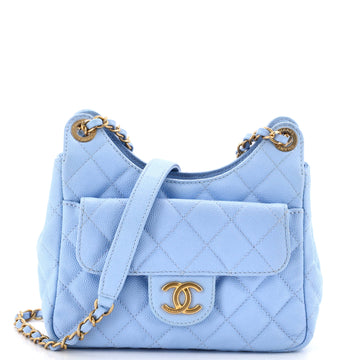 Chanel Wavy CC Hobo Quilted Caviar Small