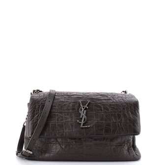Saint Laurent West Hollywood Shoulder Bag Crocodile Embossed Leather Medium