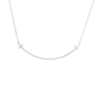 Tiffany & Co. T Smile Pendant Necklace 18K White Gold Small