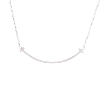 Tiffany & Co. T Smile Pendant Necklace 18K White Gold Small
