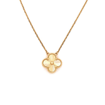 Van Cleef & Arpels Vintage Alhambra Pendant Necklace Guilloche 18K Yellow Gold