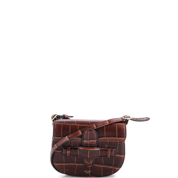 Celine Symmetrical Shoulder Bag Crocodile Embossed Leather Mini