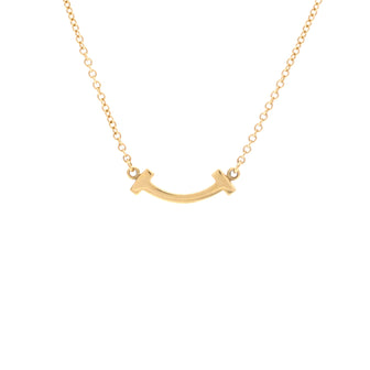 Tiffany & Co. T Smile Pendant Necklace 18K Yellow Gold Mini
