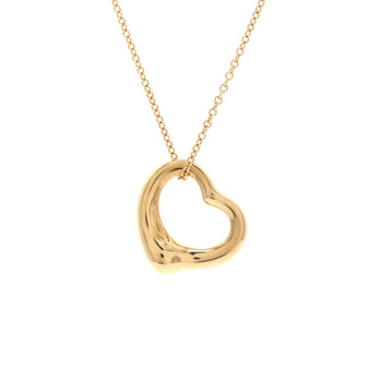 Tiffany & Co. Elsa Peretti Open Heart Pendant Necklace 18K Yellow Gold 16mm