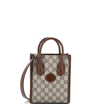 Gucci Interlocking G Patch Tote GG Coated Canvas Mini