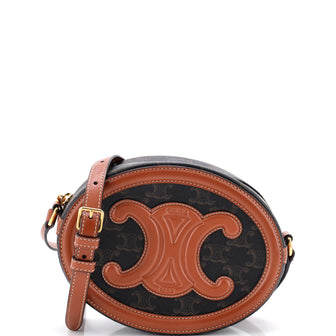 Celine Triomphe Oval Crossbody Bag Triomphe Coated Canvas and Leather