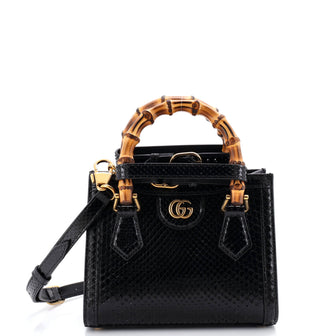 Gucci Diana NM Bamboo Handle Tote Python Mini