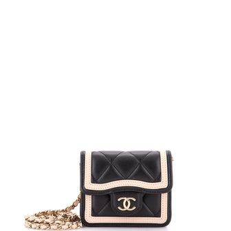 Chanel Strip On CC Flap Clutch with Chain Quilted Lambskin