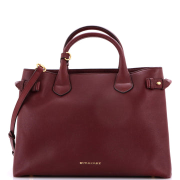 Burberry Banner Tote Leather and House Check Canvas Medium