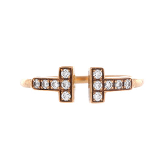Tiffany & Co. T Wire Ring 18K Rose Gold with Diamonds
