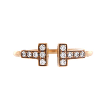 Tiffany & Co. T Wire Ring 18K Rose Gold with Diamonds