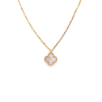 Van Cleef & Arpels Sweet Alhambra Pendant Necklace 18K Yellow Gold and Mother of Pearl
