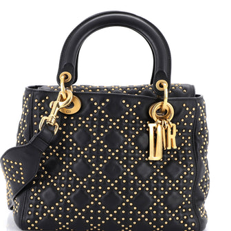 Christian Dior Supple Lady Dior Bag Cannage Studded Lambskin Medium