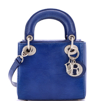 Christian Dior Lady Dior Bag Lizard with Crystal Charms Mini