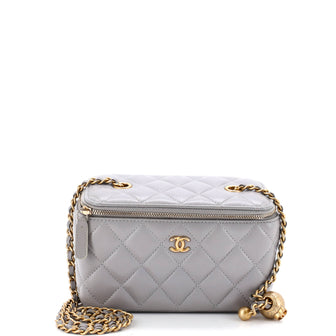 Chanel Pearl Crush Vanity Case with Chain Quilted Lambskin Small