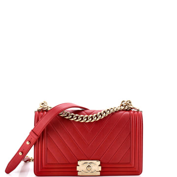 Chanel Boy Flap Bag Chevron Calfskin Old Medium