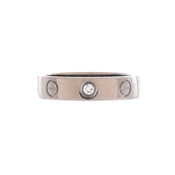 Cartier Love Wedding Band 1 Diamond Ring 18K White Gold with Diamond