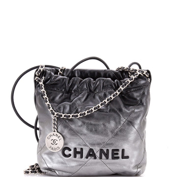 Chanel 22 Chain Hobo Quilted Metallic Degrade Calfskin Mini