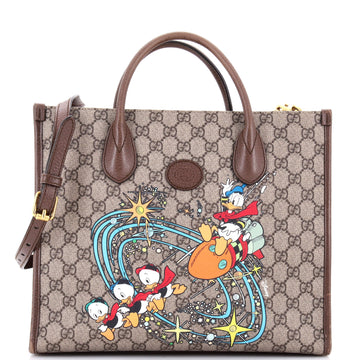 Gucci Disney Donald Duck Convertible Tote Printed GG Coated Canvas Medium